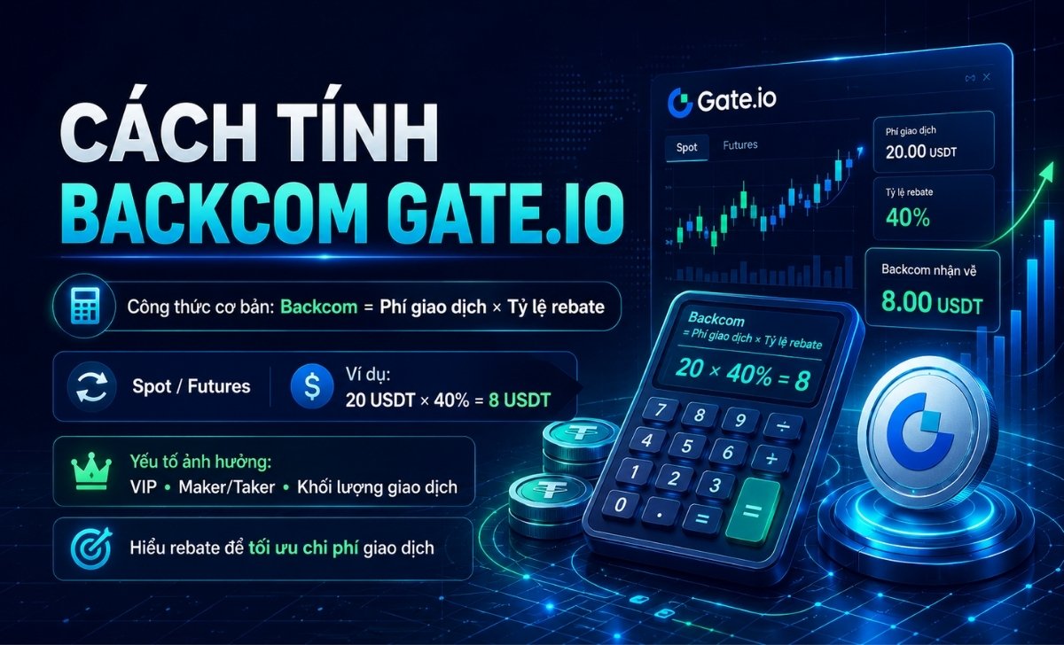 Cách tính backcom Gate.io: Công thức Rebate & ví dụ thực tế